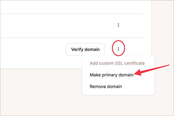 MyKinsta - Make Primary Domain