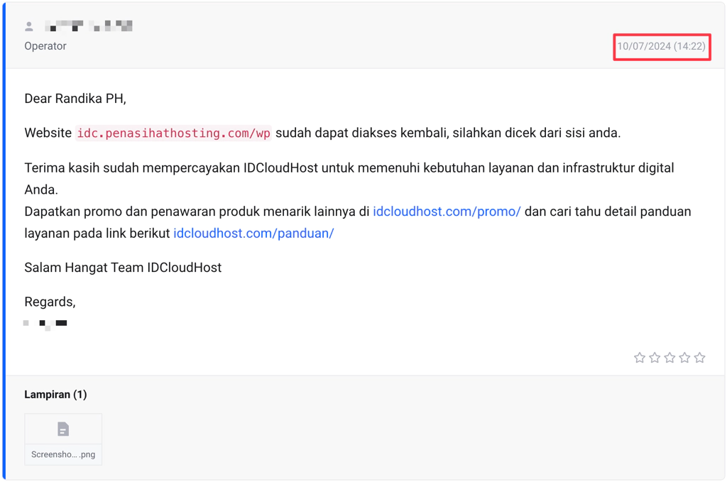 Pengujian Support Idcloudhost 3