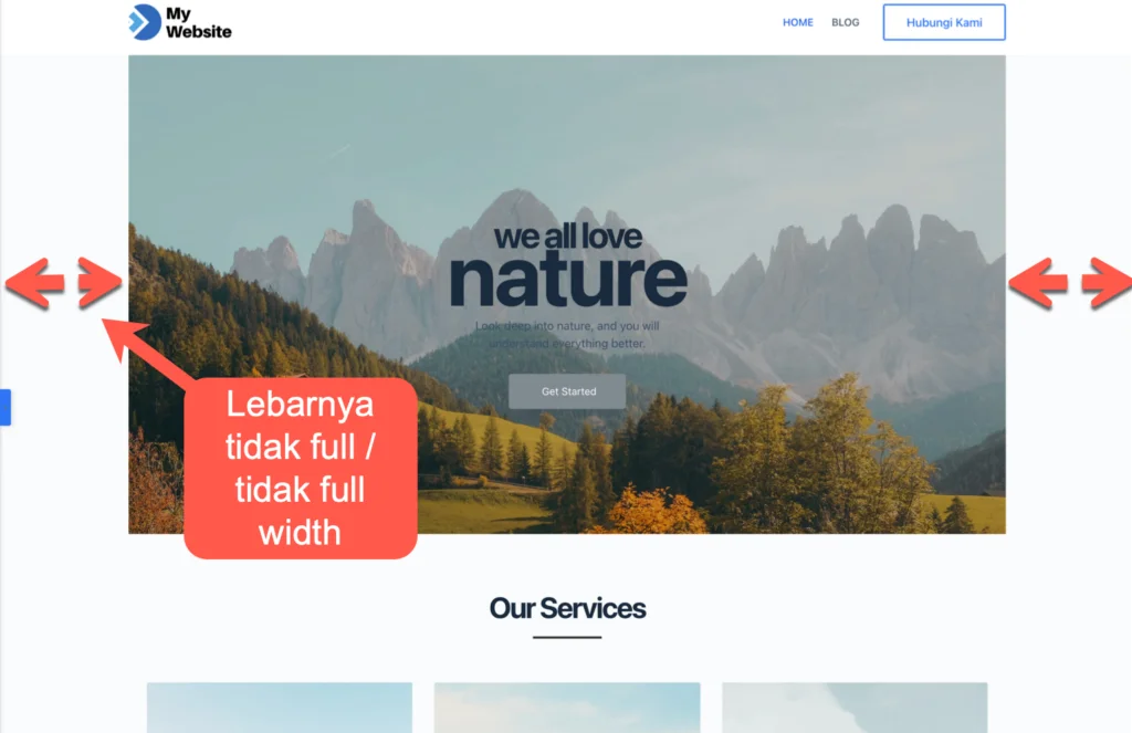 Menggunakan template Love Nature dari Starter Templates