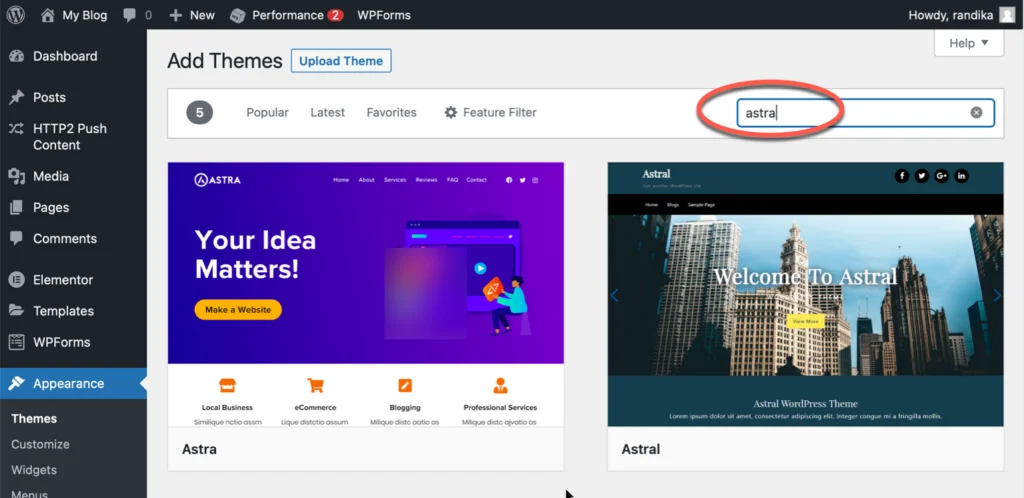 install tema Astra