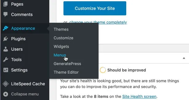 Menu di WordPress