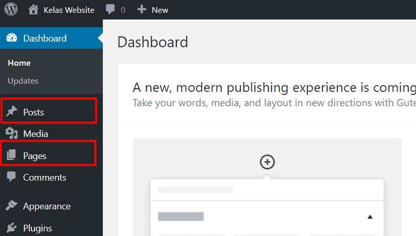 post dan pages di WordPress
