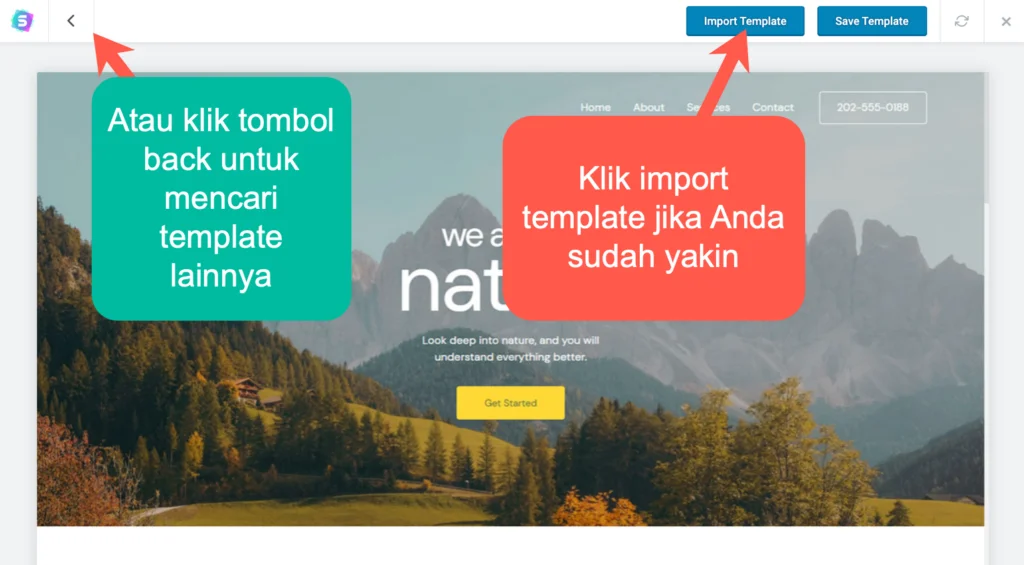 preview template sebelum dimasukkan ke halaman