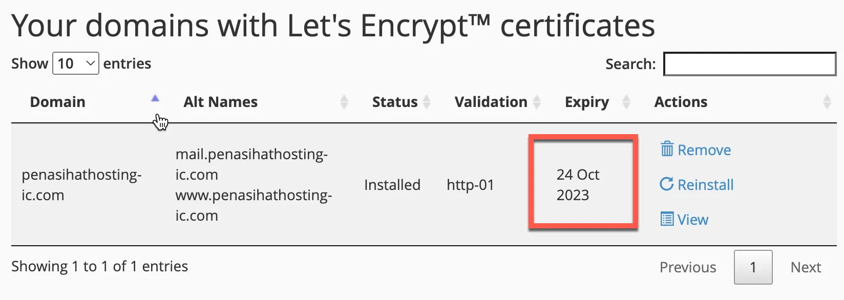 Informasi masa aktif SSL Lets Encrypt (3 bulan)